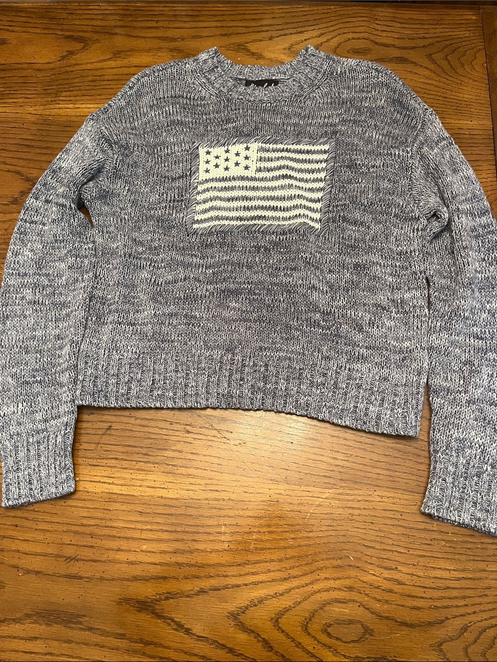 Marled Blue Cotton Americana Sweater, size small, new with tags
